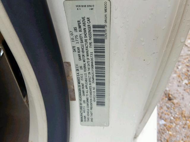 3VWRG31Y98M406731 - 2008 VOLKSWAGEN NEW BEETLE Bej foto 10