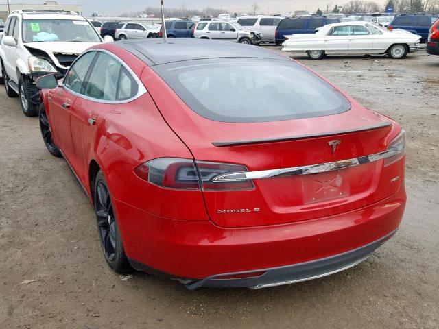 5YJSA1DPXDFP10047 - 2013 TESLA MODEL S RED photo 3