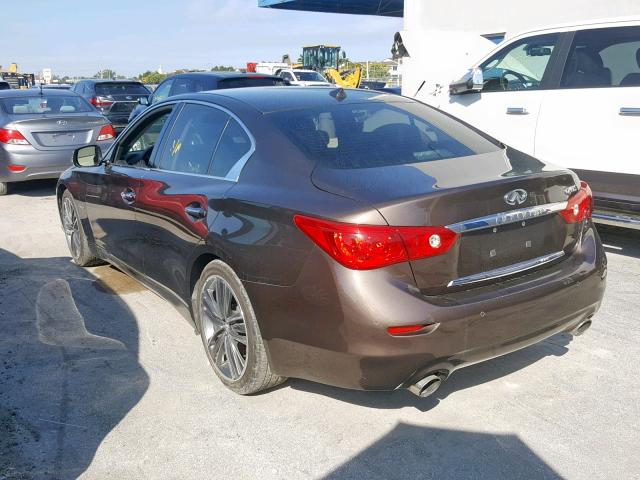 JN1AV7AP9EM690683 - 2014 INFINITI Q50 HYBRID BROWN photo 3