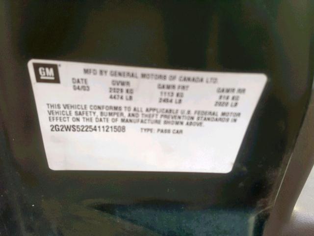 2G2WS522541121508 - 2004 PONTIAC GRAND PRIX 绿色 照片 10