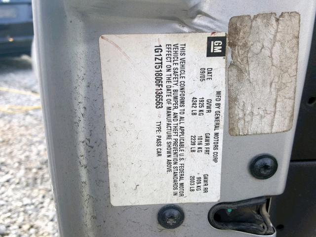 1G1ZS58F07F200982 - 2007 CHEVROLET MALIBU LS SILVER photo 10