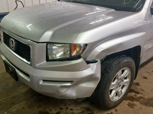 2HJYK16427H536124 - 2007 HONDA RIDGELINE SILVER photo 9