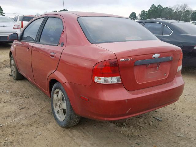 KL1TD52675B313209 - 2005 CHEVROLET AVEO BASE 勃艮第红 照片 3