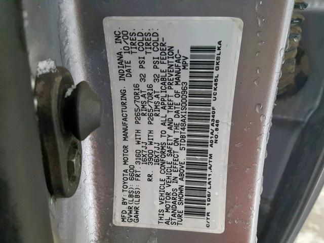 5TDBT48AX1S000963 - 2001 TOYOTA SEQUOIA LI SILVER photo 10