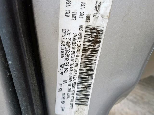 2A4RR5DG4BR664709 - 2011 CHRYSLER TOWN & COU SILVER photo 10