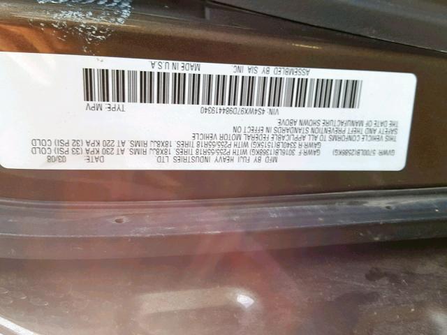 4S4WX97D984419340 - 2008 SUBARU TRIBECA LI BROWN photo 10