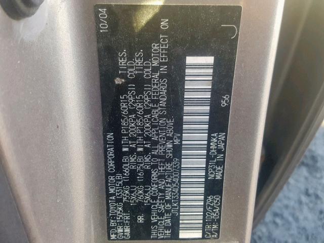 JTLKT334054007339 - 2005 TOYOTA SCION XB 灰色 照片 10