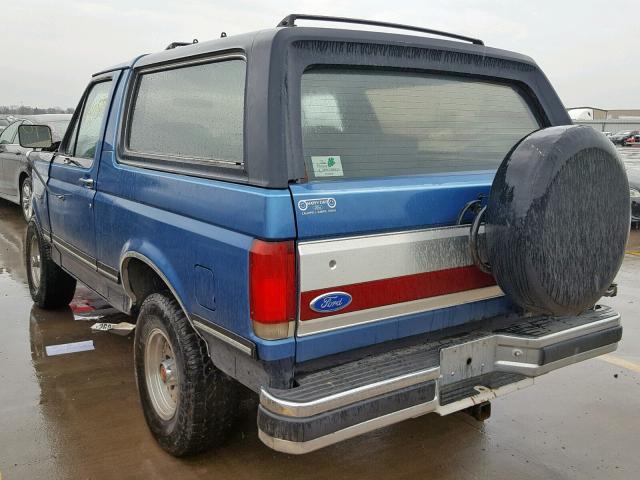 1FMEU15N9MLA08943 - 1991 FORD BRONCO U10 BLUE photo 3