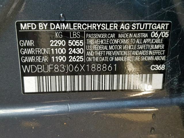 WDBUF83J06X188861 - 2006 MERCEDES-BENZ E 500 4MAT BLUE photo 10