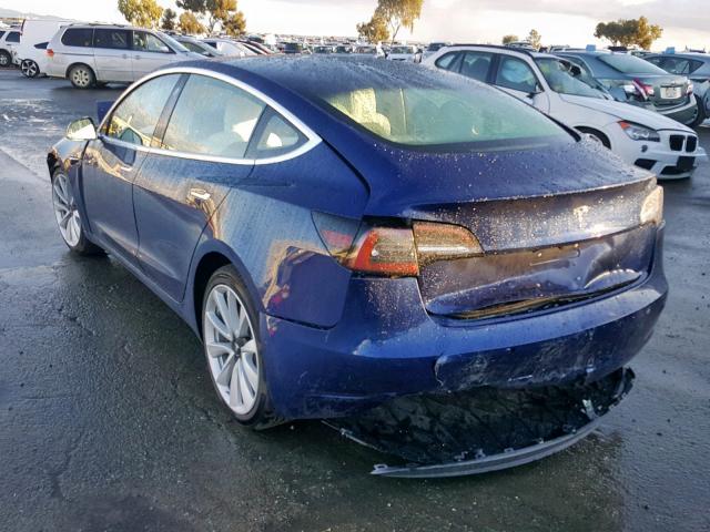 5YJ3E1EA7JF178187 - 2018 TESLA MODEL 3 BLUE photo 3