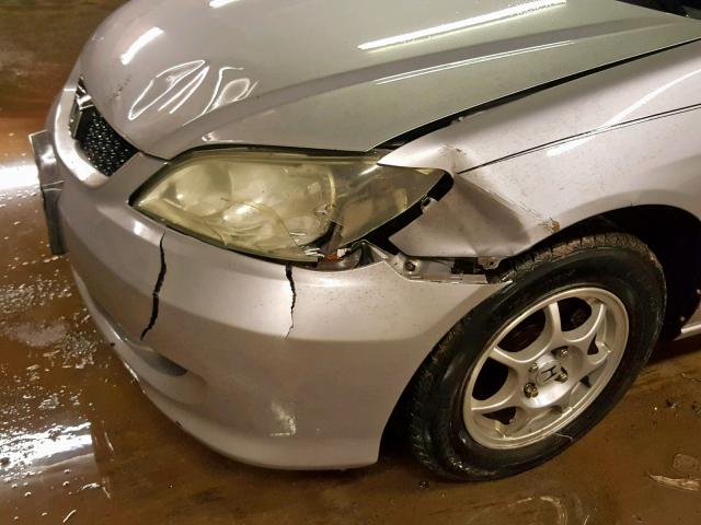 1HGEM22135L039555 - 2005 HONDA CIVIC DX V SILVER photo 9