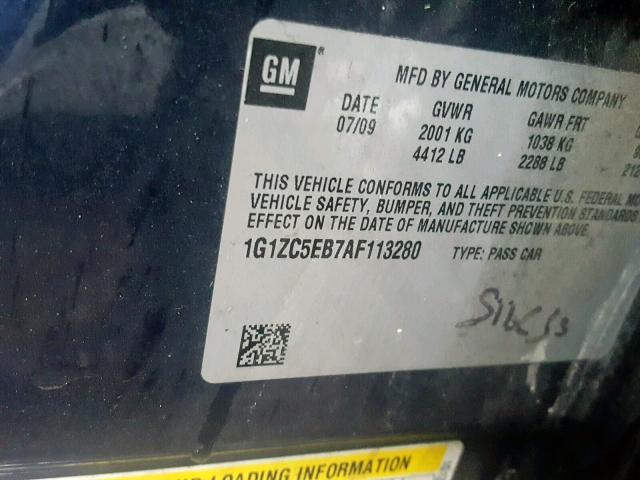 1G1ZC5EB7AF113280 - 2010 CHEVROLET MALIBU 1LT ლურჯი ფოტო 10