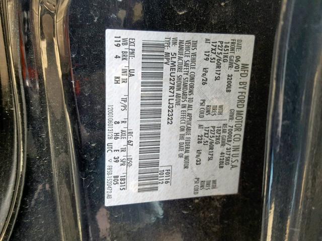 5LMEU27R71LJ32322 - 2001 LINCOLN NAVIGATOR BLACK photo 10