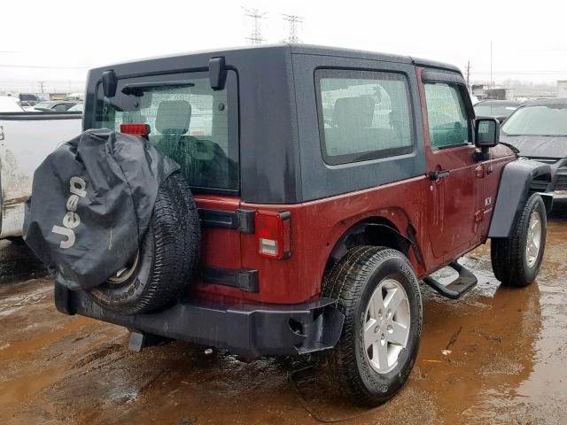 1J8FA24117L179835 - 2007 JEEP WRANGLER X MAROON photo 4