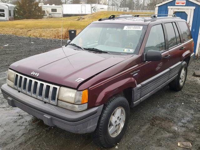 1J4GZ58YXRC228296 - 1994 JEEP GRAND CHER MAROON photo 2