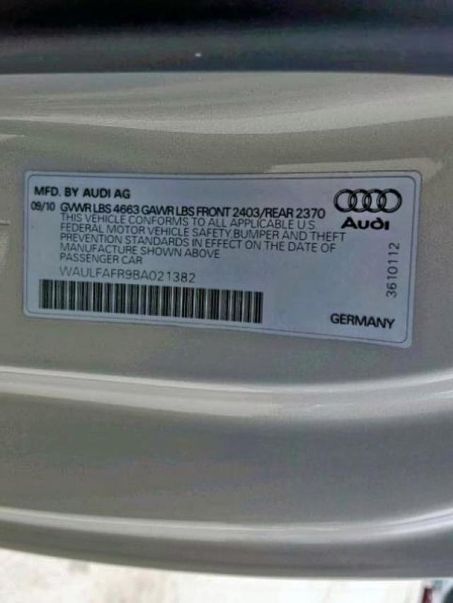 WAULFAFR9BA021382 - 2011 AUDI A5 PREMIUM SILVER photo 10