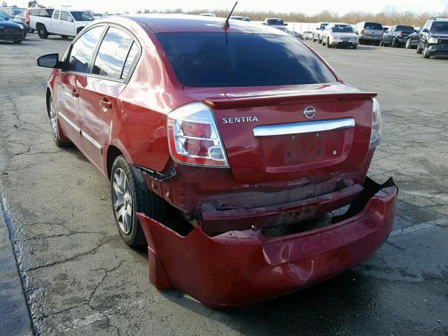 3N1AB6AP4BL637642 - 2011 NISSAN SENTRA 2.0 BURGUNDY photo 3