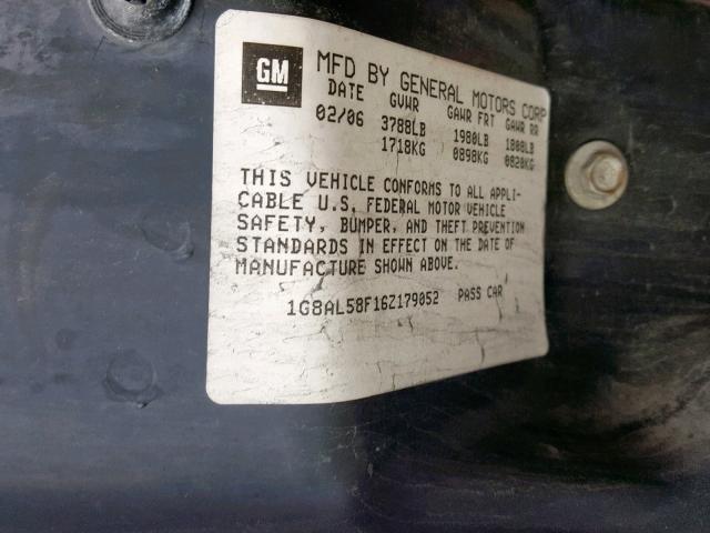 1G8AL58F16Z179052 - 2006 SATURN ION LEVEL BLACK photo 10