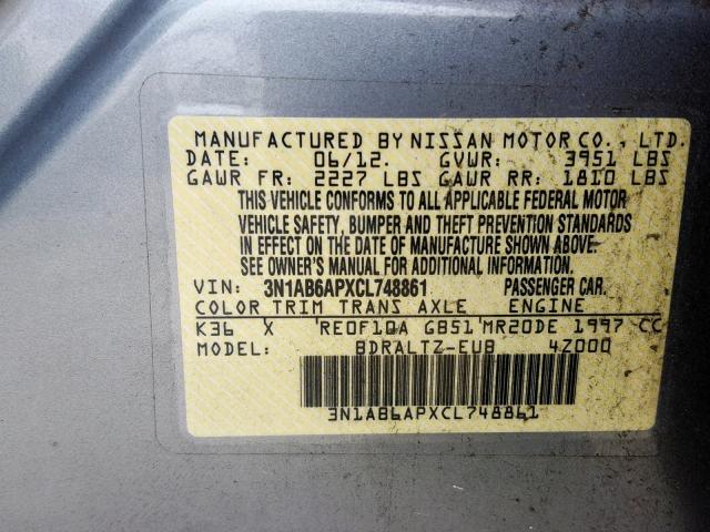 3N1AB6APXCL748861 - 2012 NISSAN SENTRA 2.0 GRAY photo 10