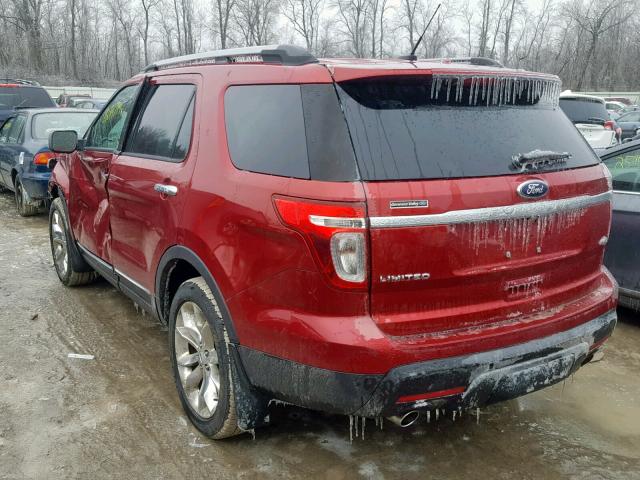 1FM5K8F88DGA58183 - 2013 FORD EXPLORER L RED photo 3