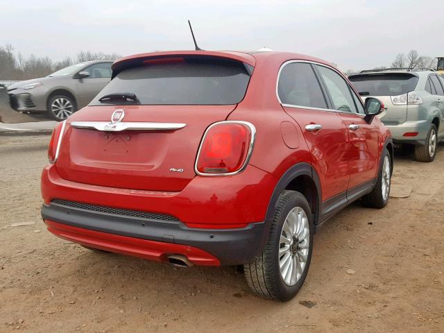 ZFBCFYDT0GP365880 - 2016 FIAT 500X LOUNG RED photo 4