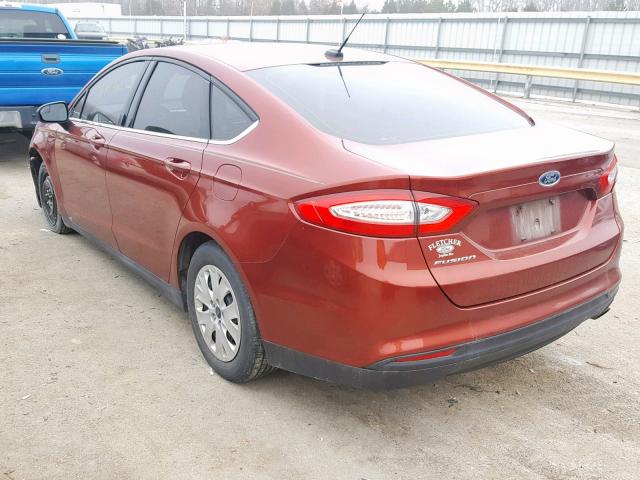 3FA6P0G71ER255391 - 2014 FORD FUSION S RED photo 3