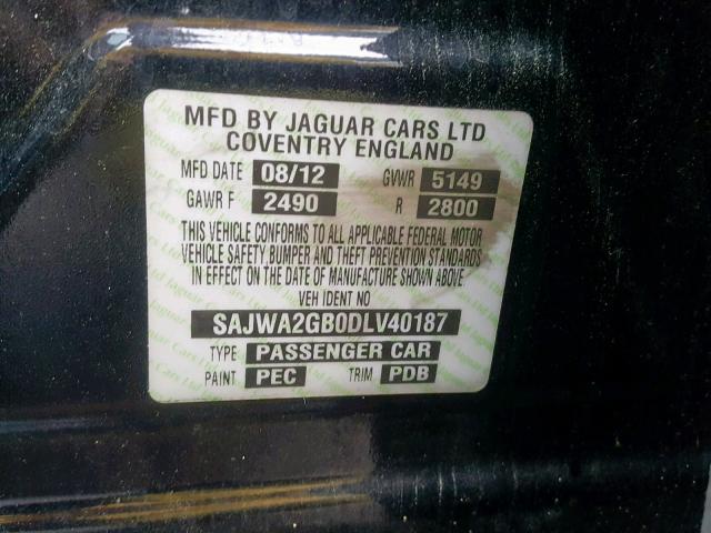 SAJWA2GB0DLV40187 - 2013 JAGUAR XJL PORTFO BLACK photo 10