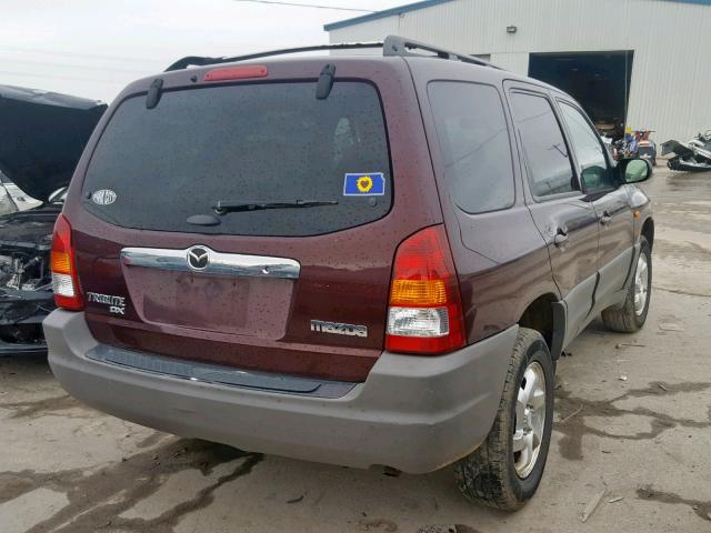 4F2YU06B51KM51107 - 2001 MAZDA TRIBUTE DX MAROON photo 4