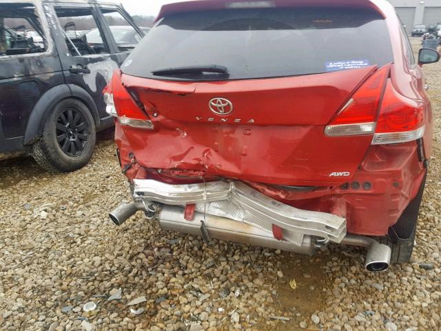 4T3BK11A29U004639 - 2009 TOYOTA VENZA BASE RED photo 9