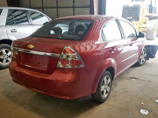 KL1TD56E29B331818 - 2009 CHEVROLET AVEO LS BURGUNDY photo 4