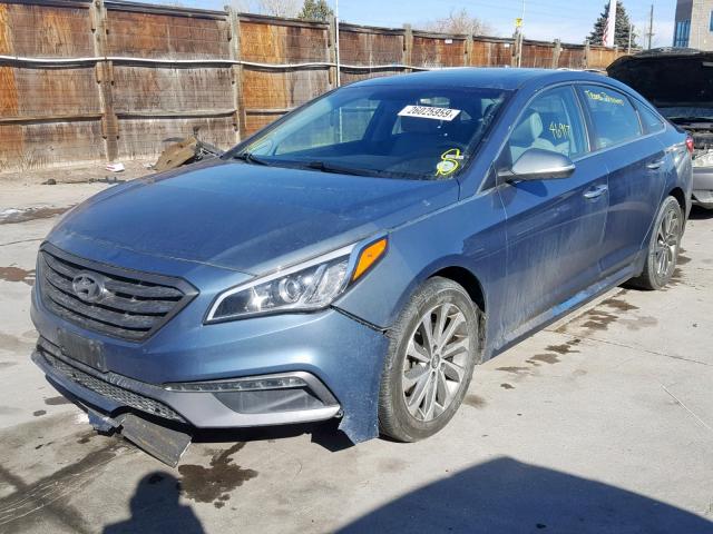 5NPE34AF0GH314798 - 2016 HYUNDAI SONATA SPO BLUE photo 9