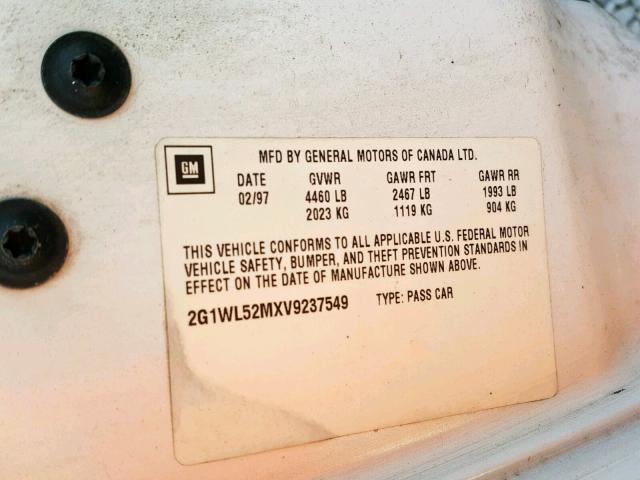 2G1WL52MXV9237549 - 1997 CHEVROLET LUMINA BAS 白色 照片 10