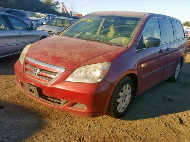 5FNRL38256B110249 - 2006 HONDA ODYSSEY LX RED photo 2