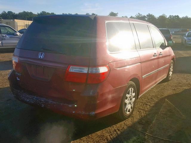 5FNRL38256B110249 - 2006 HONDA ODYSSEY LX RED photo 4