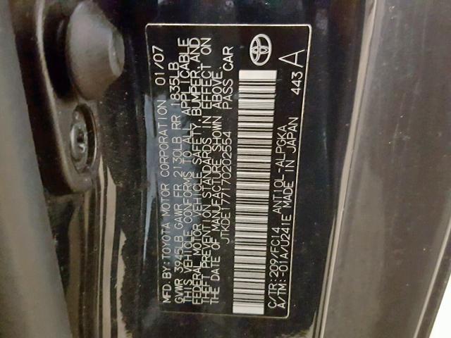 JTKDE177170202554 - 2007 TOYOTA SCION TC შავი ფოტო 10