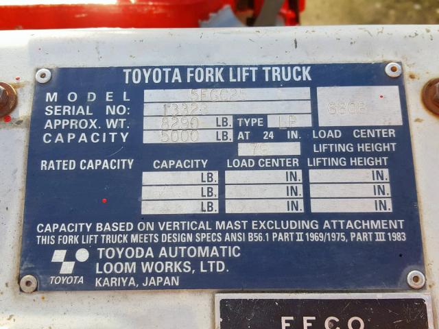 13323 - 1993 TOYOTA FORKLIFT RED photo 10
