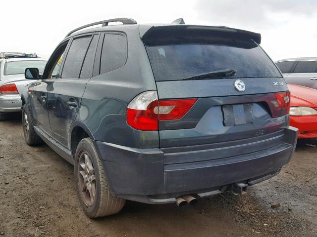 WBXPA73405WC47483 - 2005 BMW X3 2.5I GREEN photo 3