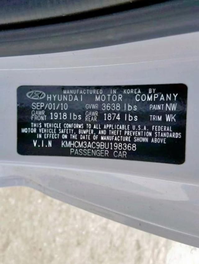 KMHCM3AC9BU198368 - 2011 HYUNDAI ACCENT GL WHITE photo 10