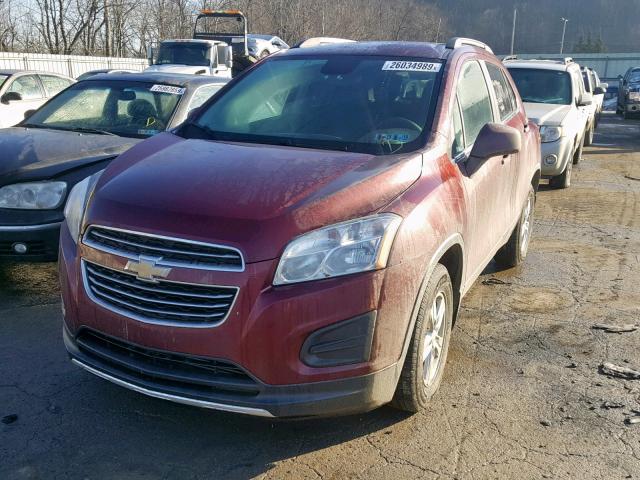 3GNCJPSB1GL257934 - 2016 CHEVROLET TRAX 1LT BURGUNDY photo 2