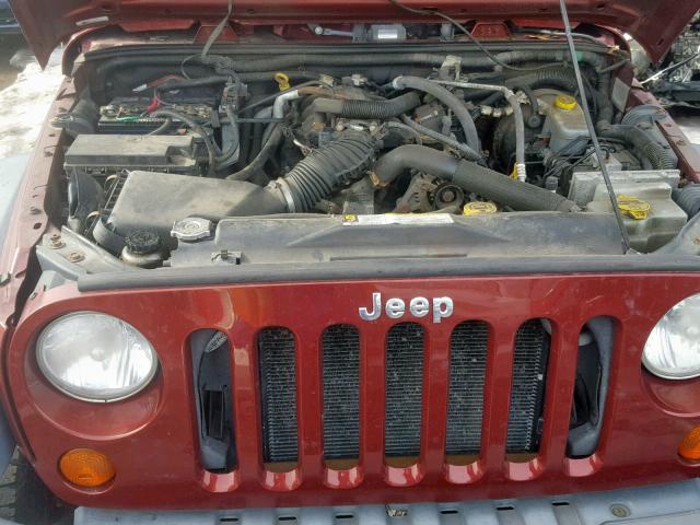 1J4FA24157L151859 - 2007 JEEP WRANGLER X MAROON photo 7