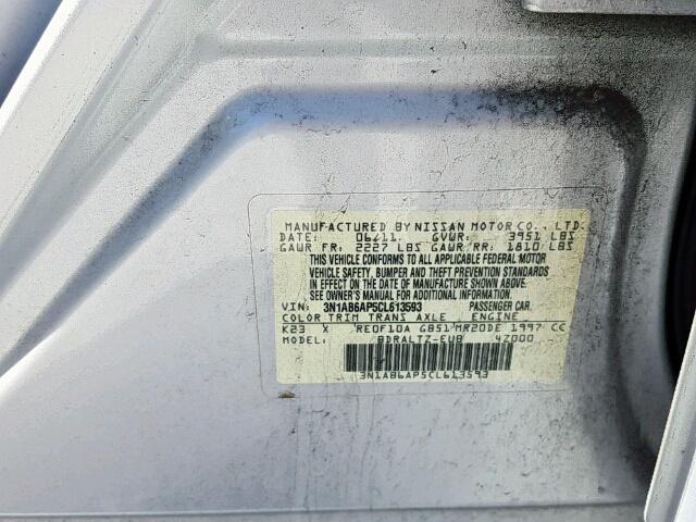 3N1AB6AP5CL613593 - 2012 NISSAN SENTRA 2.0 SILVER photo 10