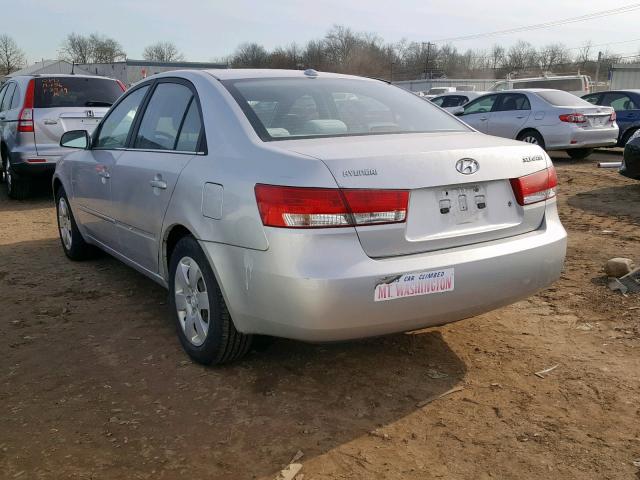 5NPET46C78H335079 - 2008 HYUNDAI SONATA GLS SILVER photo 3