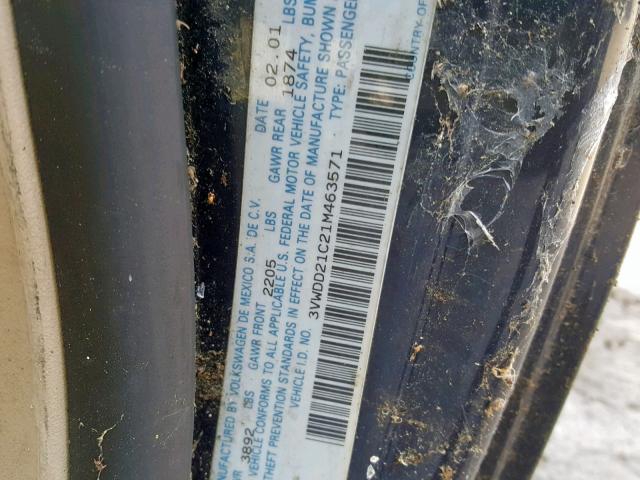 3VWDD21C21M463571 - 2001 VOLKSWAGEN NEW BEETLE ლურჯი ფოტო 10