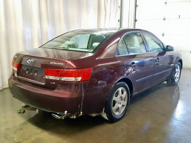 5NPEU46F26H036748 - 2006 HYUNDAI SONATA GLS MAROON photo 4