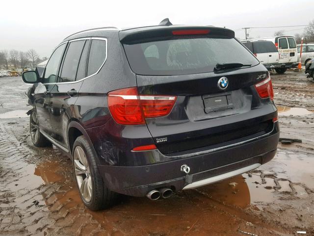 5UXWX7C53E0E81554 - 2014 BMW X3 XDRIVE3 BLACK photo 3
