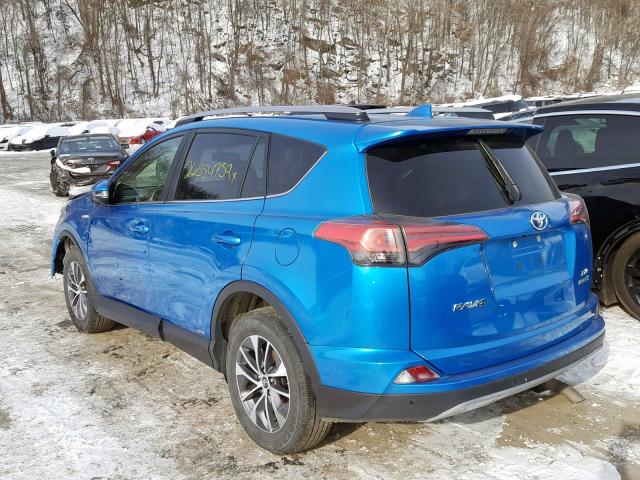 JTMRJREV2HD141234 - 2017 TOYOTA RAV4 HV LE BLUE photo 3