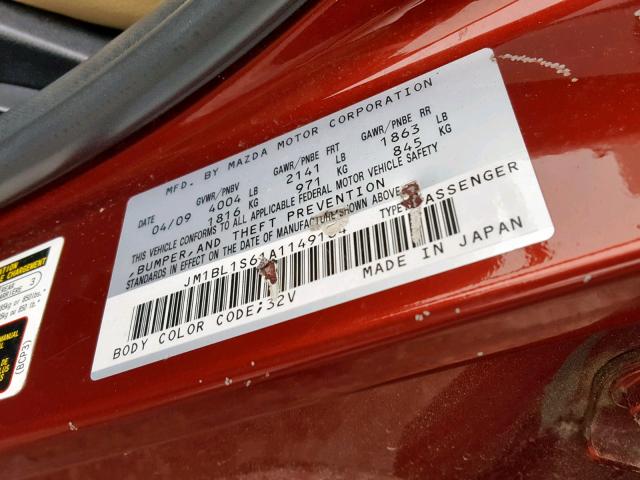 JM1BL1S61A1149164 - 2010 MAZDA 3 S RED photo 10