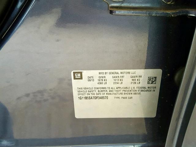 1G11B5SA7DF348570 - 2013 CHEVROLET MALIBU LS CHARCOAL photo 10