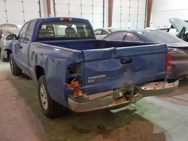 1D7HE42K75S193615 - 2005 DODGE DAKOTA SLT BLUE photo 3