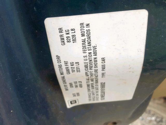 1G1NE52J616166802 - 2001 CHEVROLET MALIBU LS GREEN photo 10